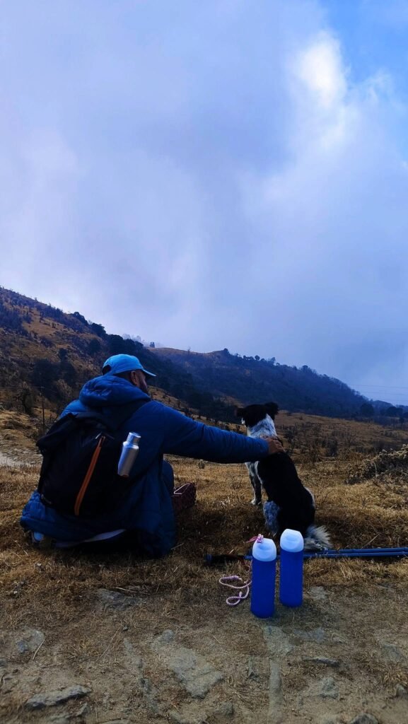 Trekker resting on the Himalayan trail