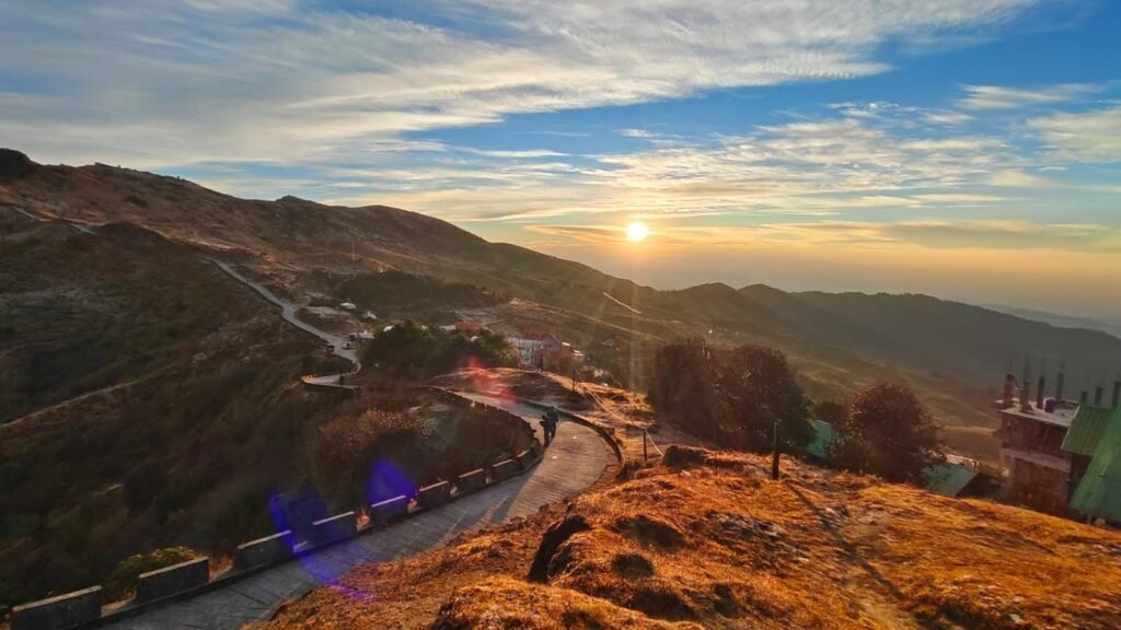 Golden sunset over the trail