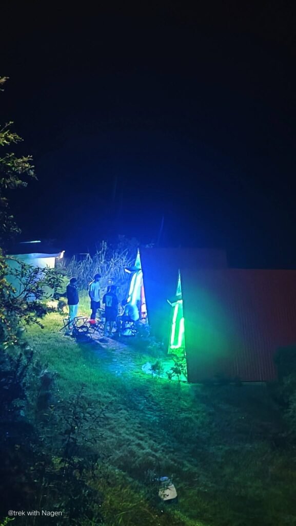 Night view of the camp