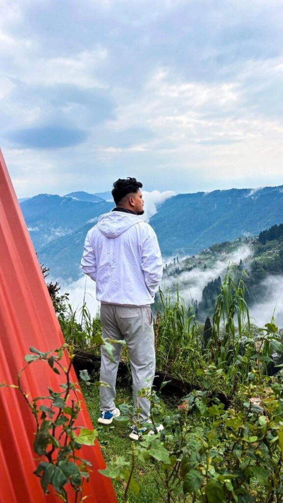 Guest enjoying the Kanchenjunga valley view